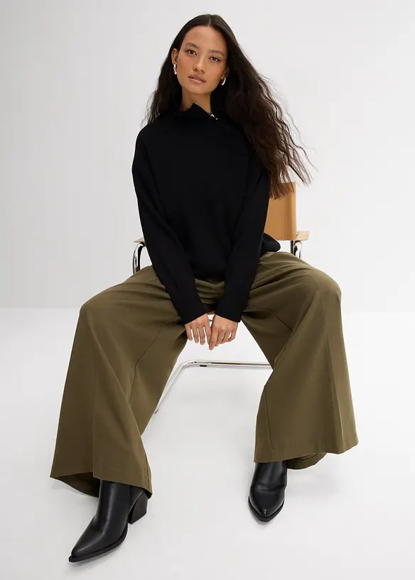 Maglione in misto viscosa con cerniera, bonprix