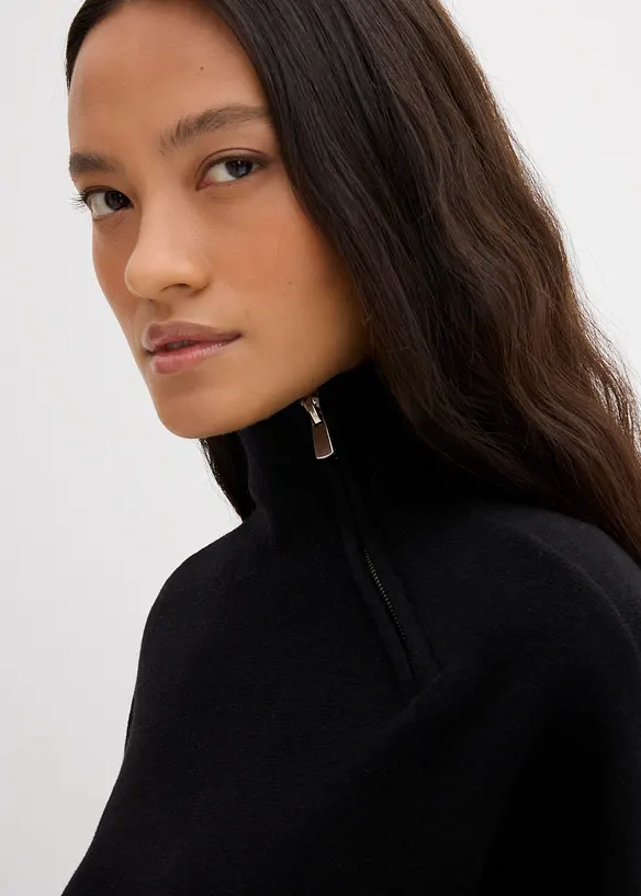 Maglione in misto viscosa con cerniera, bonprix