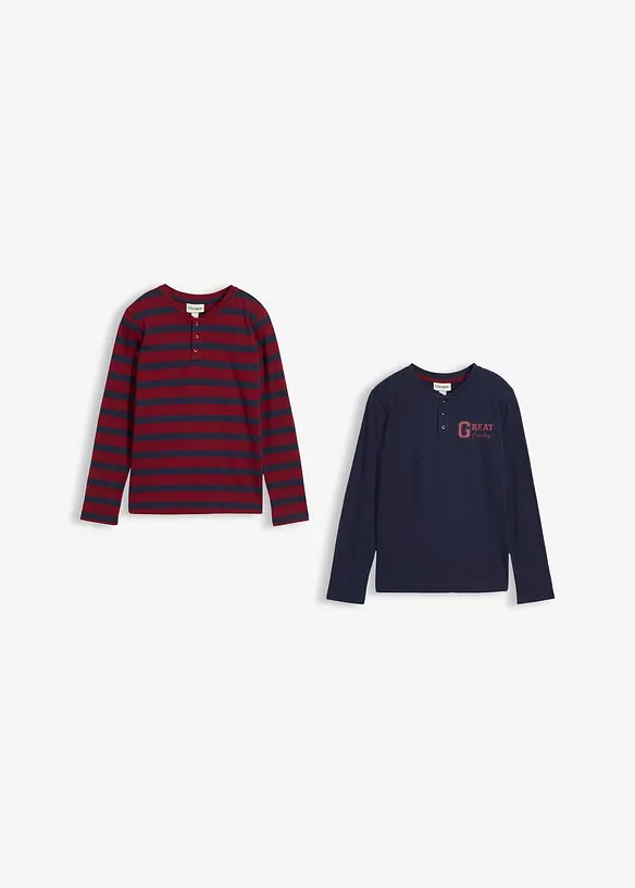 Maglia serafino in puro cotone biologico (pacco da 2), bonprix