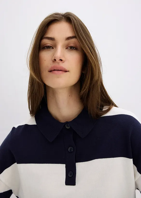 Maglione oversize con colletto a polo, bonprix