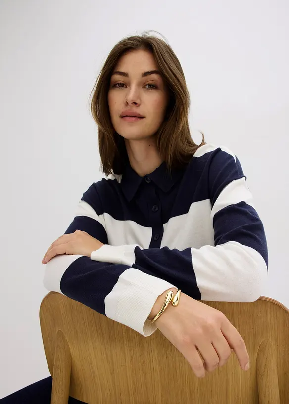 Maglione oversize con colletto a polo, bonprix