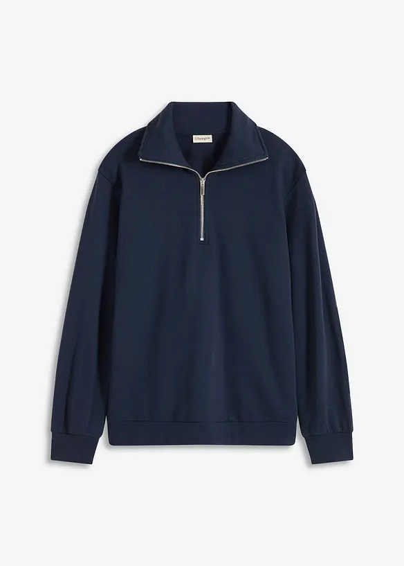 Felpa oversize con mezza zip, bonprix
