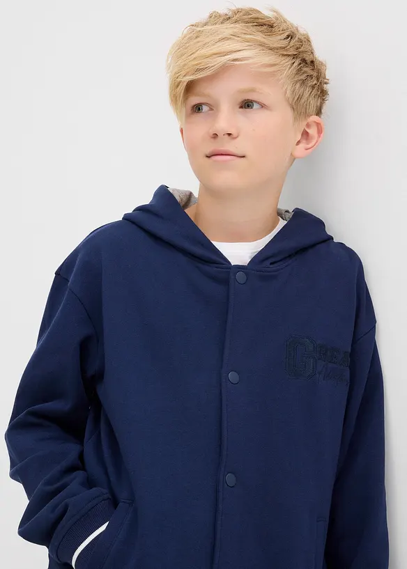 Giacca varsity in felpa di puro cotone biologico, bonprix