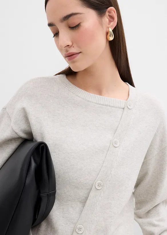 Maglione in filato fine con abbottonatura asimmetrica, bonprix