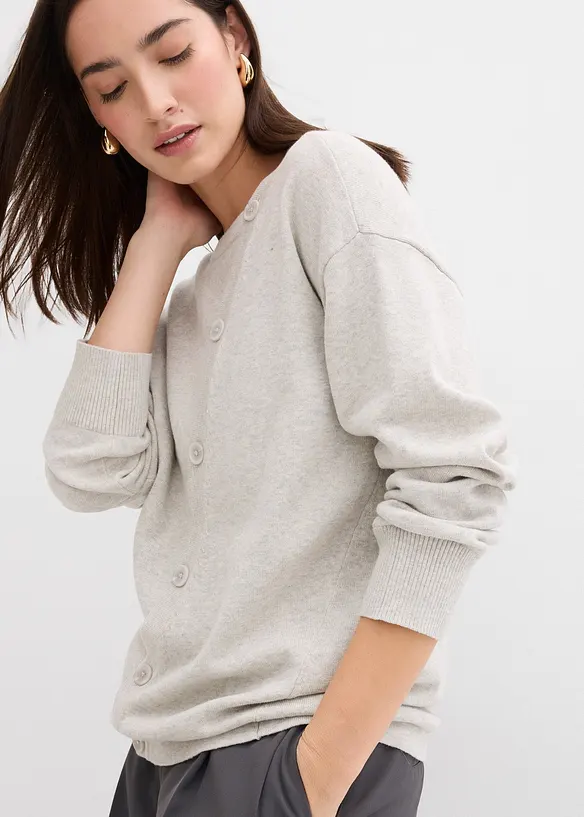 Maglione in filato fine con abbottonatura asimmetrica, bonprix