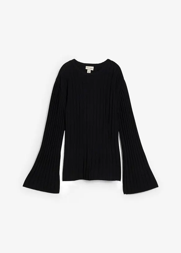 Maglione plissettato in filato fine di misto viscosa, bonprix