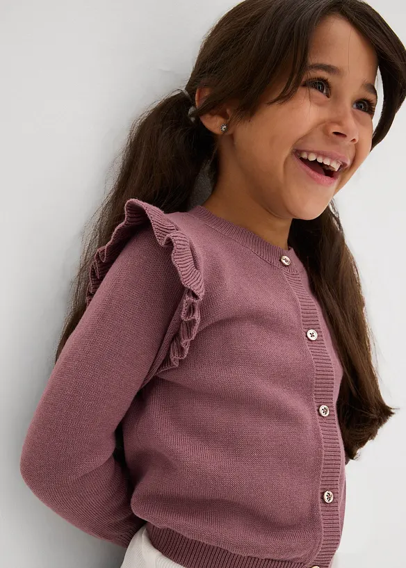 Cardigan in filato fine con volant alle maniche, bonprix