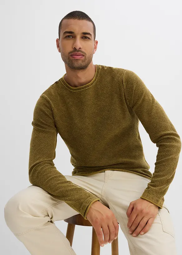 Maglione effetto lavato, slim fit, bonprix