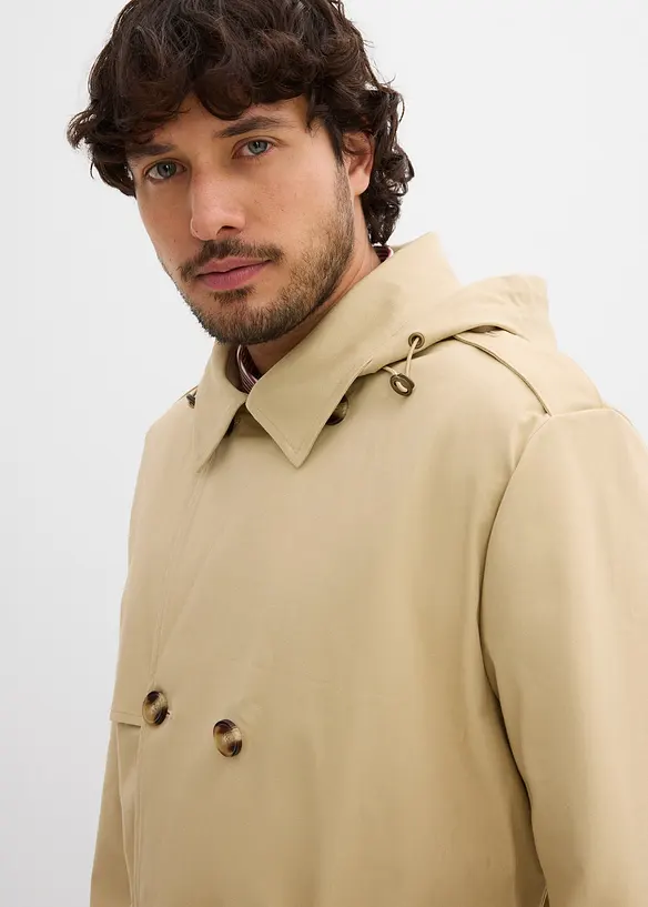 Trench 2 in 1 con cappuccio staccabile, idrorepellente, bonprix