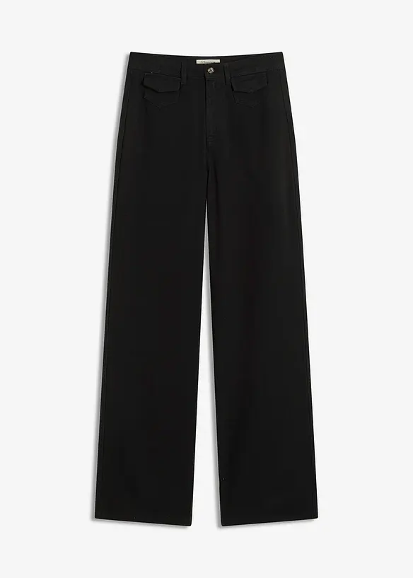 Pantaloni in twill di puro cotone, vita alta, bonprix