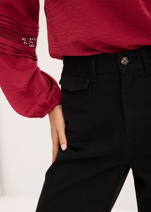 Pantaloni in twill di puro cotone, vita alta, bonprix