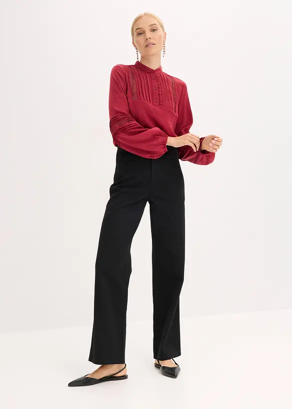 Pantaloni in twill di puro cotone, vita alta, bonprix