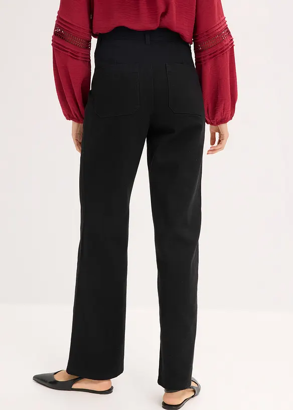 Pantaloni in twill di puro cotone, vita alta, bonprix