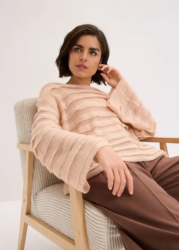 Maglione oversize semitrasperente, bonprix