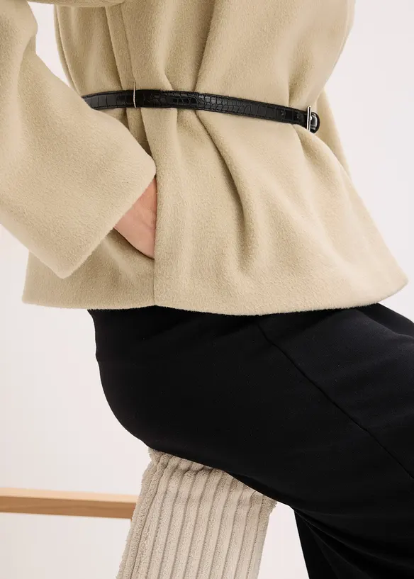 Blazer oversize effetto lana sfoderato, con cintura, bonprix