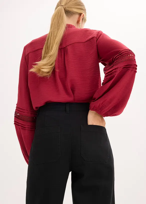 Pantaloni in twill di puro cotone, vita alta, bonprix