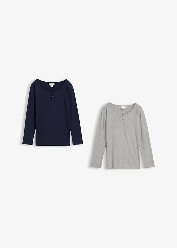 Maglia a maniche lunghe con cotone biologico (pacco da 2), bonprix