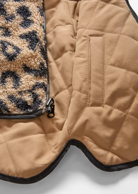 Giacca reversibile 2 in 1 in pile teddy, con cappuccio e tasche, bonprix