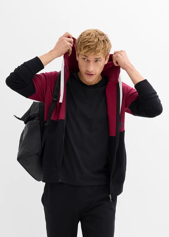 Felpa con zip e cappuccio in puro cotone biologico, bonprix