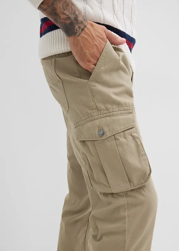 Pantaloni cargo regular fit in puro cotone, straight, bonprix