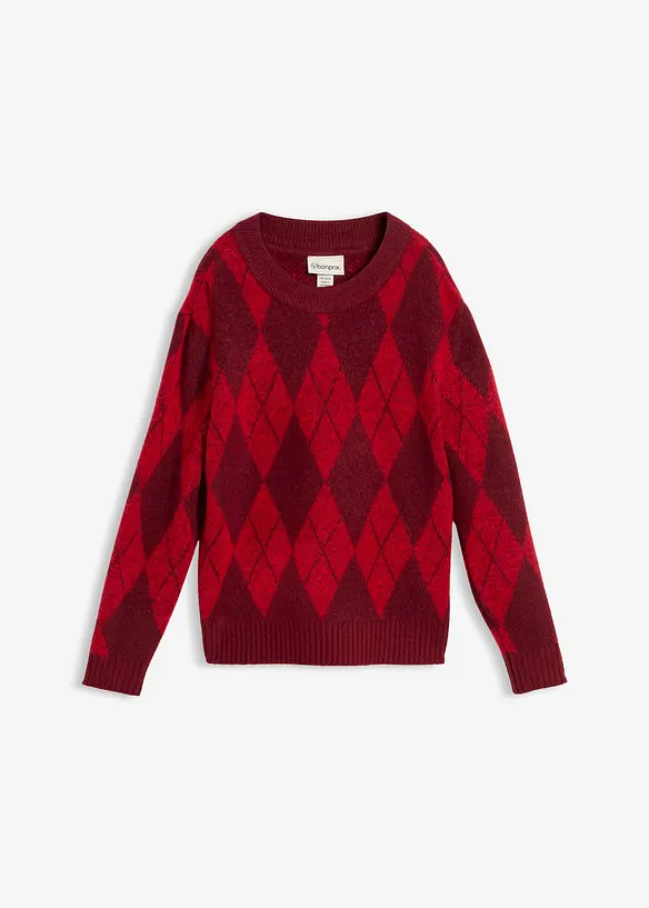 Maglione in filato fine a quadri, bonprix