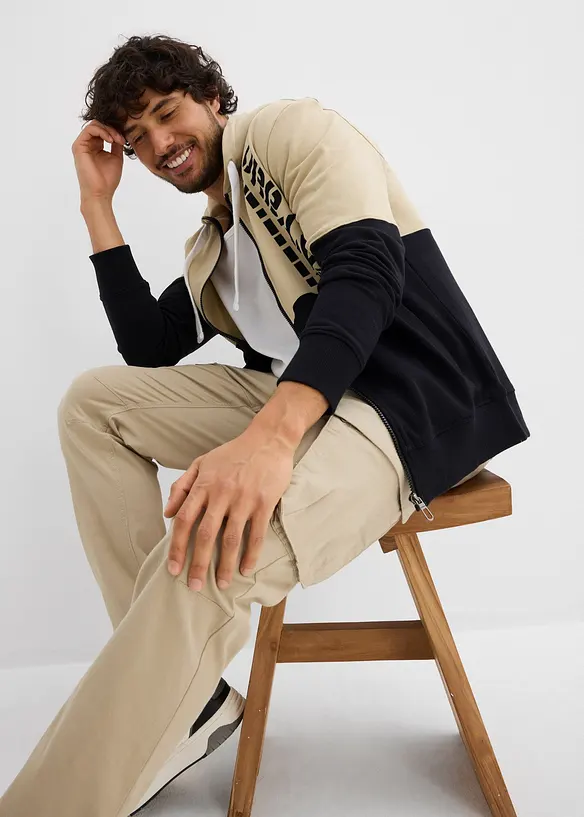 Felpa con zip e cappuccio in puro cotone biologico, bonprix