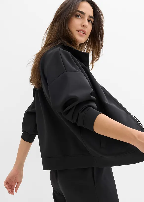 Giacca con zip in tessuto effetto neoprene, bonprix