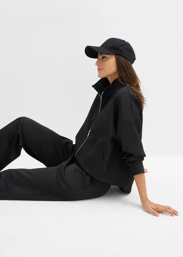 Giacca con zip in tessuto effetto neoprene, bonprix