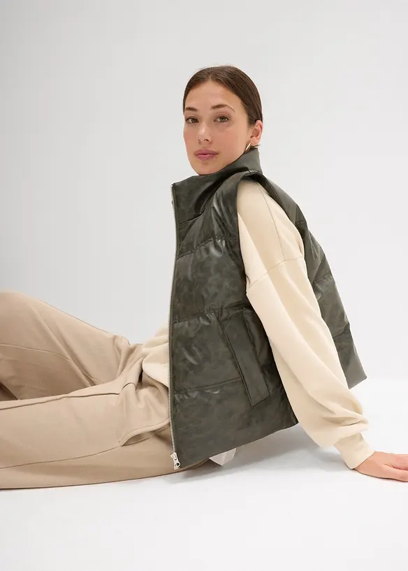 Gilet trapuntato in similpelle, bonprix