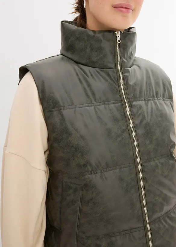 Gilet trapuntato in similpelle, bonprix