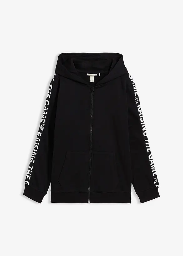 Felpa con zip e cappuccio in cotone biologico, bonprix