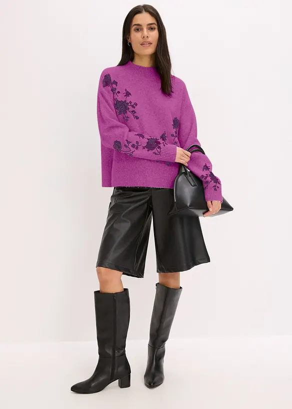 Maglione con ricamo e paillettes, bonprix