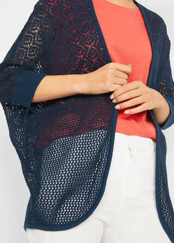 Cardigan lungo con motivo traforato, bonprix