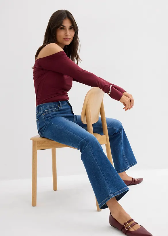 Jeans bootcut, vita media, bonprix