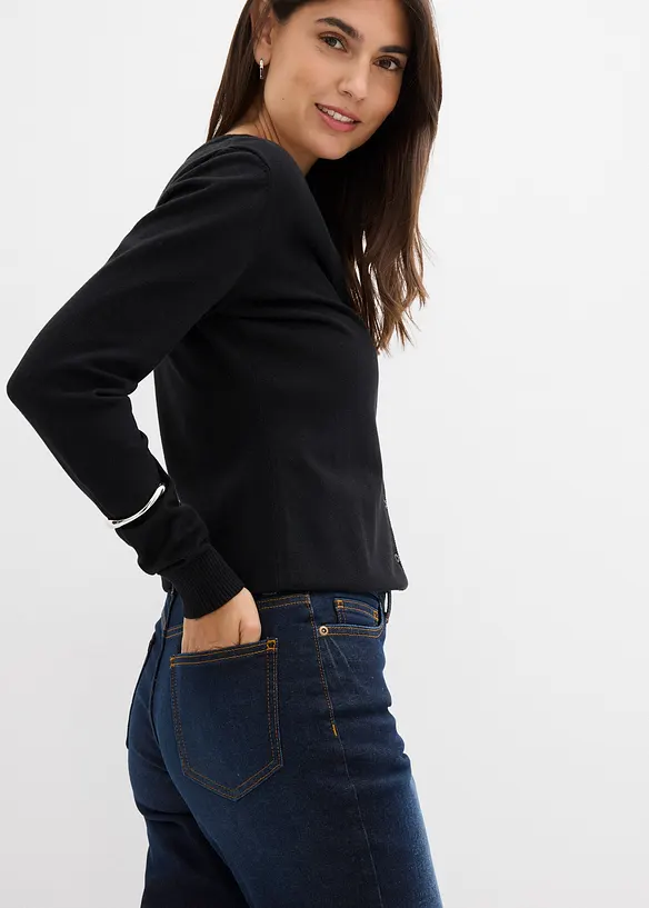 Jeans bootcut, vita media, bonprix