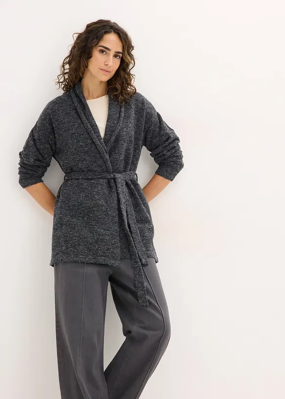 Cardigan in filato peloso morbido, bonprix