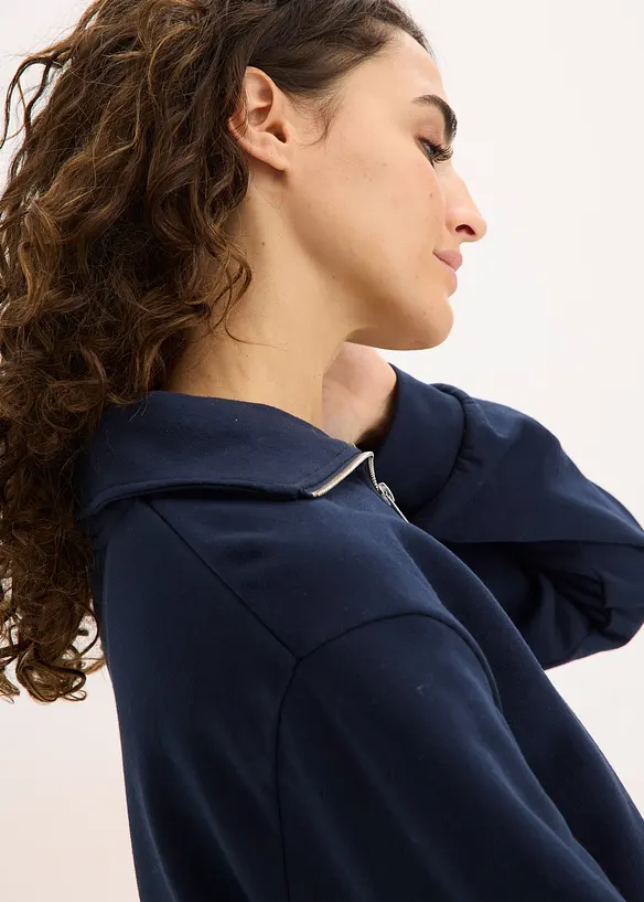 Felpa oversize con mezza zip, bonprix