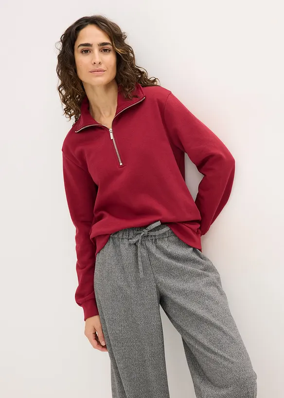 Felpa oversize con mezza zip, bonprix