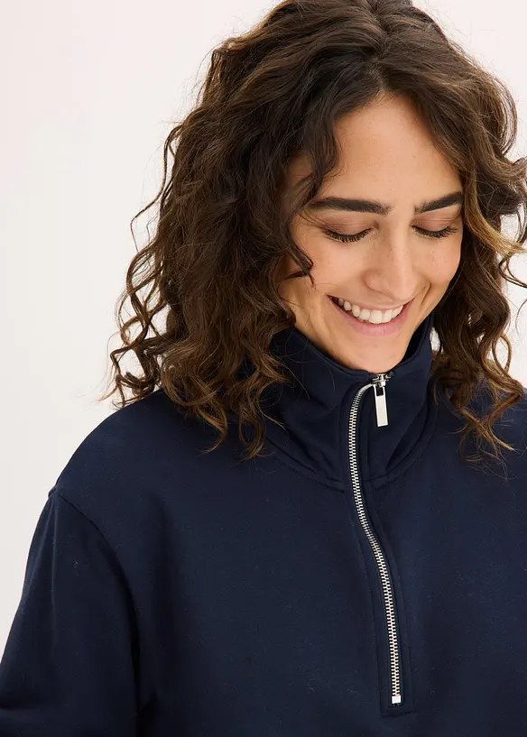 Felpa oversize con mezza zip, bonprix