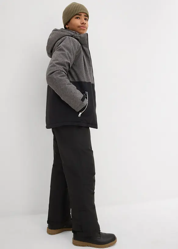 Giacca invernale imbottita in color block con cappuccio, bonprix