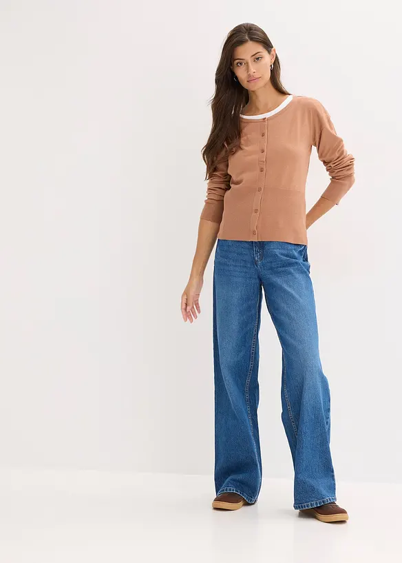 Cardigan in misto viscosa a maglia fine e fluente, bonprix