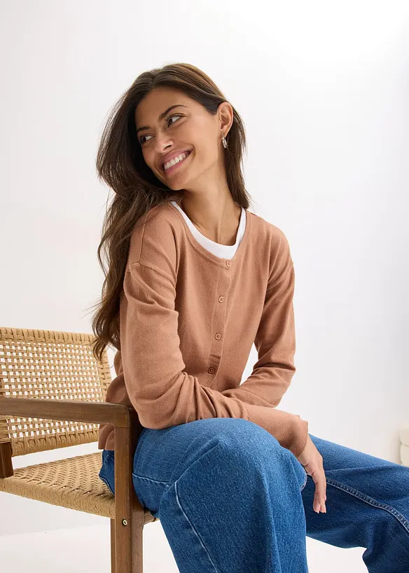 Cardigan in misto viscosa a maglia fine e fluente, bonprix