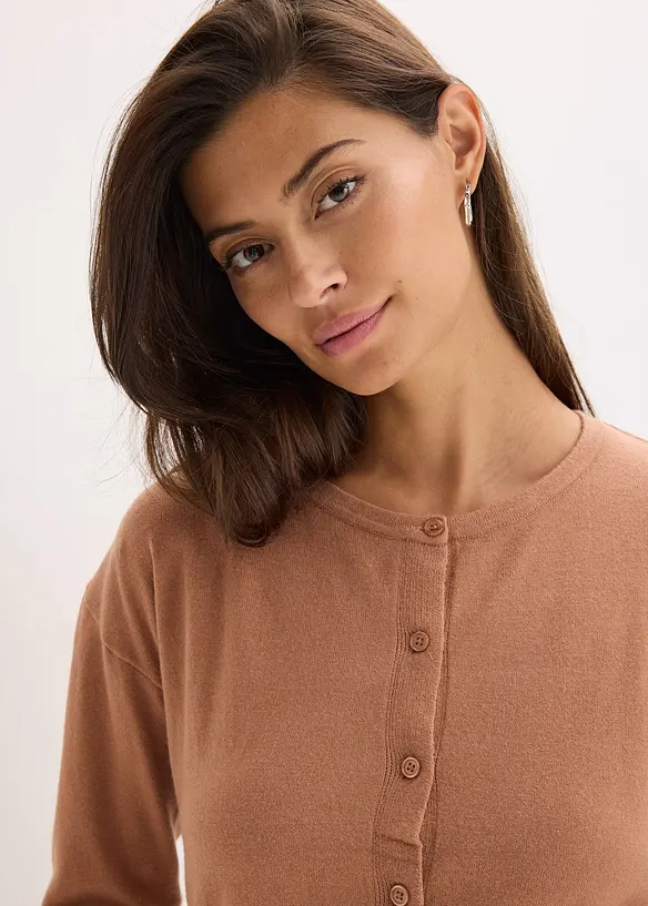 Cardigan in misto viscosa a maglia fine e fluente, bonprix