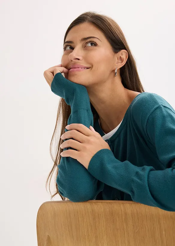 Cardigan in misto viscosa a maglia fine e fluente, bonprix