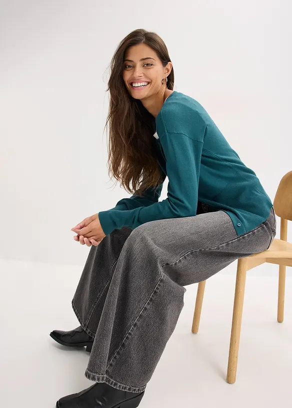 Cardigan in misto viscosa a maglia fine e fluente, bonprix