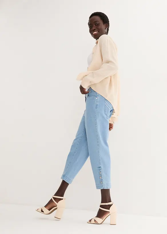 Jeans capri, a vita media, bonprix