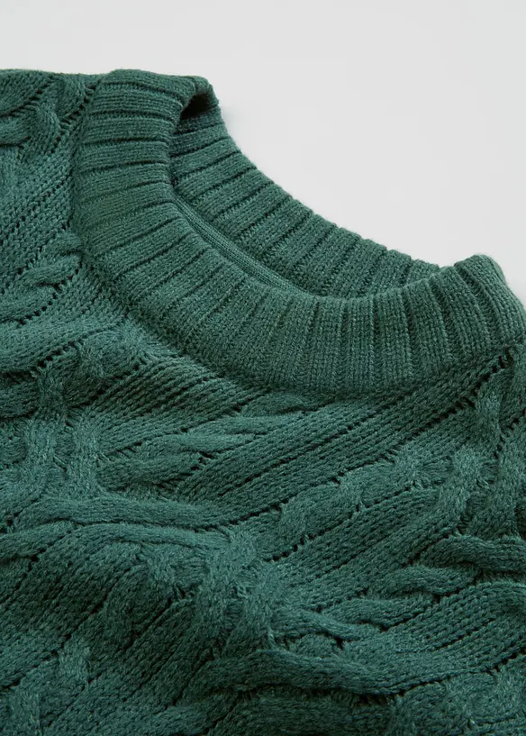 Maglione a scollo rotondo con lavorazione a trecce, bonprix