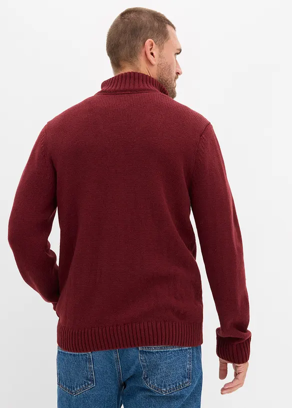 Maglione in filato grosso con zip e lavorazione a trecce, bonprix