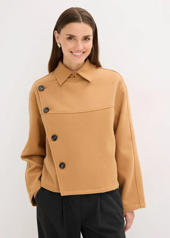 Giacca in simil lana con abbottonatura obliqua, bonprix
