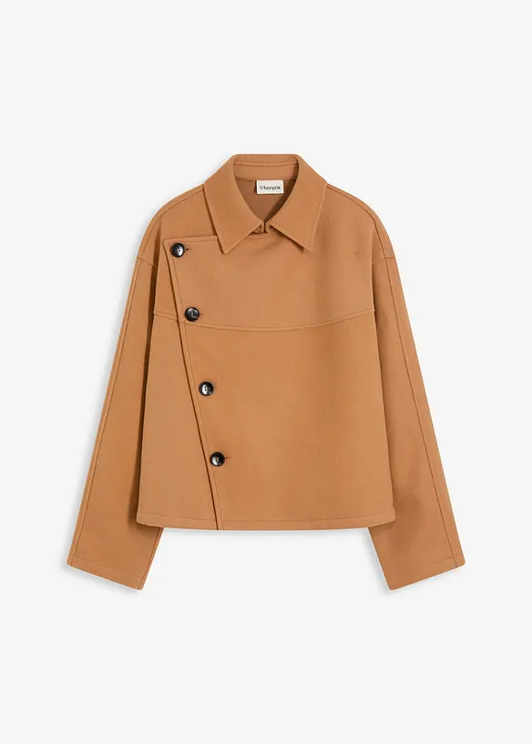 Giacca in simil lana con abbottonatura obliqua, bonprix